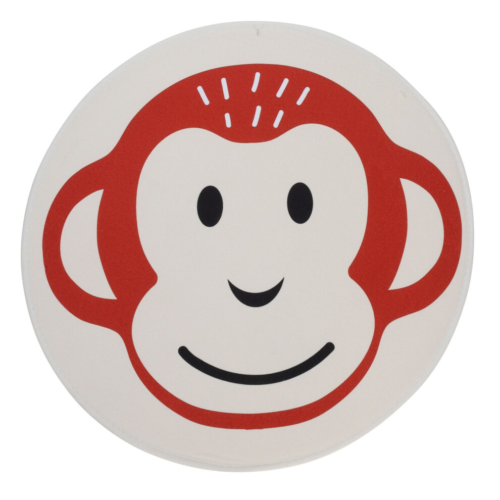 Childrens Round Jungle Animal Rug | Non-slip Novelty Safari Animal Area Rug For Kids | Girls Boys Nursery Bedroom Floor Rug Area Rug - Monkey