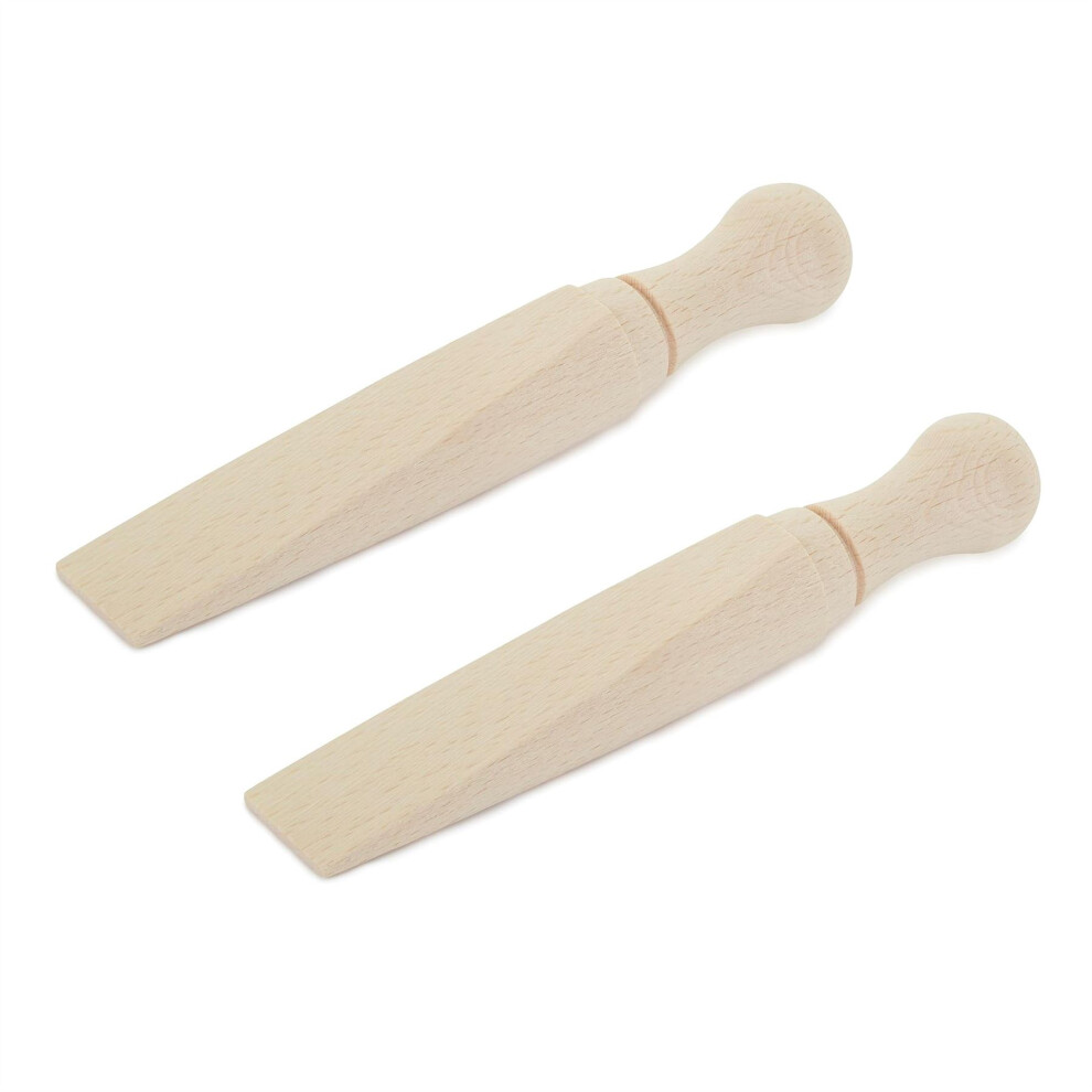 Carousel Pack Of 2 Beechwood Doorstop Wedge | Traditional Wooden Door Wedge Door Stopper Wedge | Set Of 2 Beech Wood Floor Door Stop Wood Doorstop Wedge