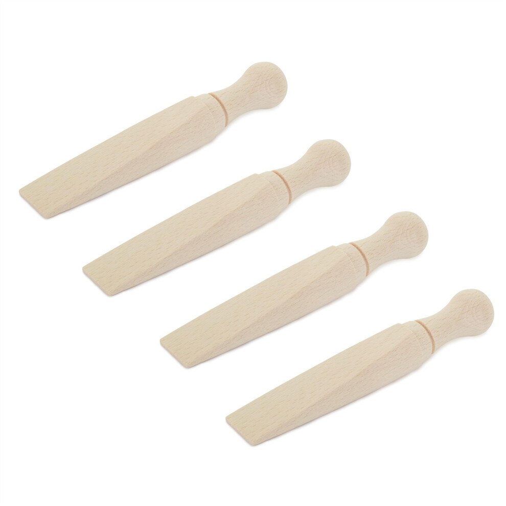 Carousel Pack Of 4 Beechwood Doorstop Wedge | Traditional Wooden Door Wedge Door Stopper Wedge | Set Of 4 Beech Wood Floor Door Stop Wood Doorstop Wedge