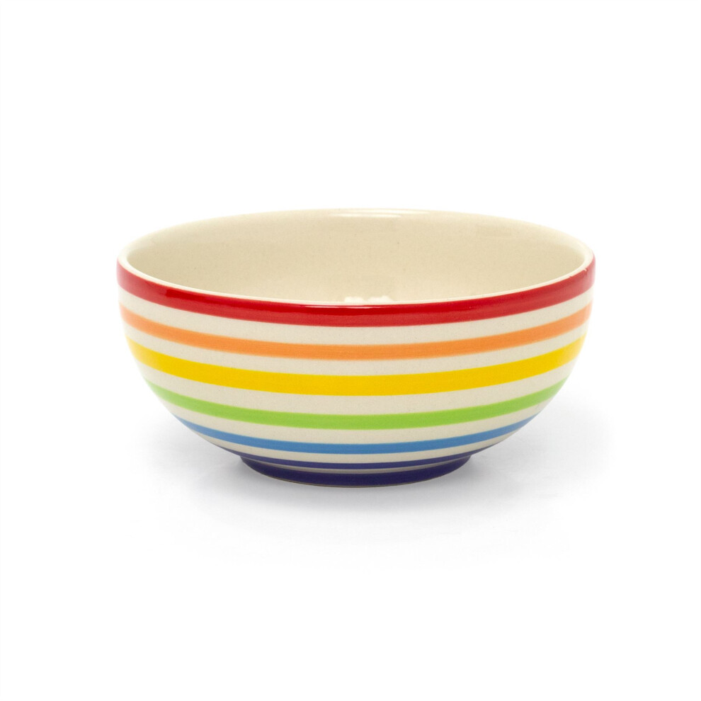 Hand-painted Rainbow Bowl | Round Ceramic Kitchen Cereal Bowl Serving Bowl Pasta Bowl | Ramen Bowl Serving Dishes - 16cm
