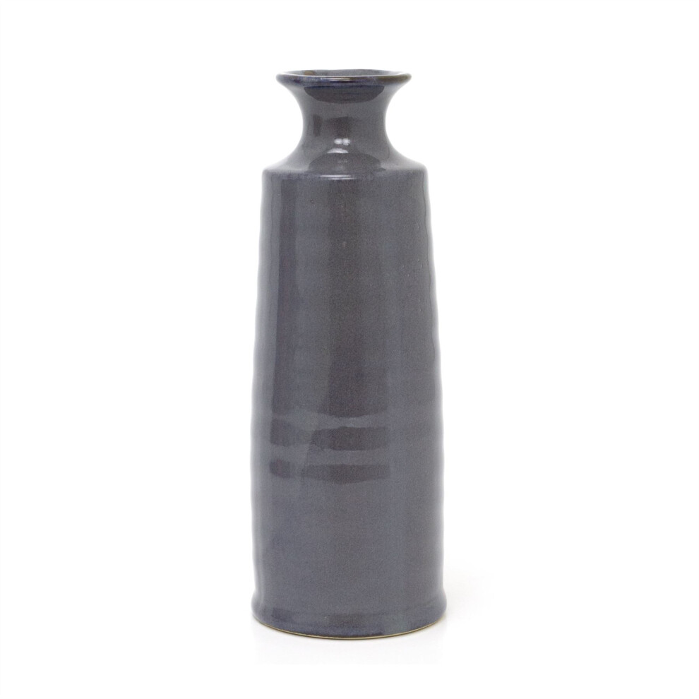 Blue Reactive Bottle Vase 22.8cm | Decorative Stoneware for Flowers | Unique Ceramic Decor