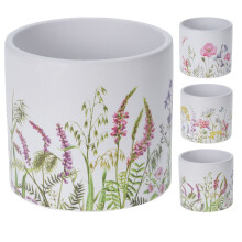 Elegant White Floral Plant Pot | Decorative Botanical Terracotta Planter | Cachepot Indoor Planter - Design Varies One Supplied