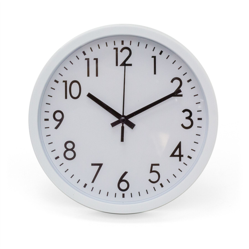 Contemporary White Wall Clock | Round Wall Mounted Clock Office Hanging Clock | Wall Clocks For Living Room - 19.5cm