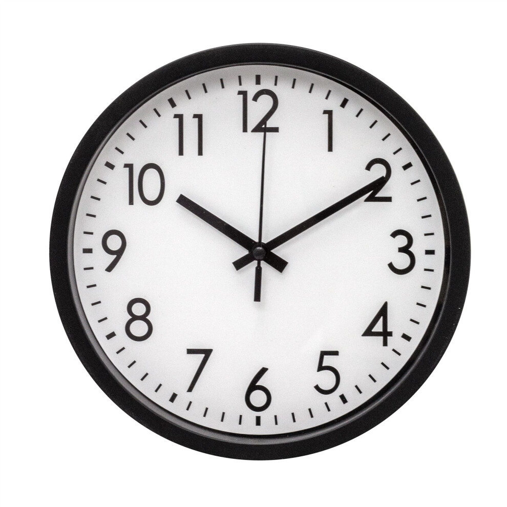 Contemporary Black Wall Clock | Round Wall Mounted Clock Office Hanging Clock | Wall Clocks For Living Room - 19.5cm
