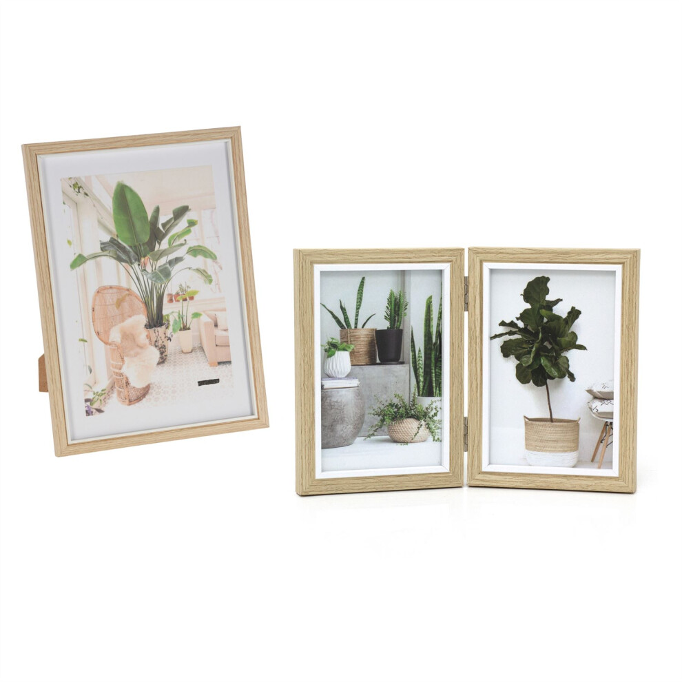 White Trim Wooden Photo Frame Pack | 2 Piece Freestanding A4 and Double 6x4 Picture Frames | Elegant Tabletop Photo Frames