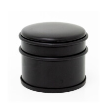 Chunky Round Black Doorstop | Stainless Steel Rubber Door Stop | Heavy Duty Door Stopper with Bumper - 9x8cm