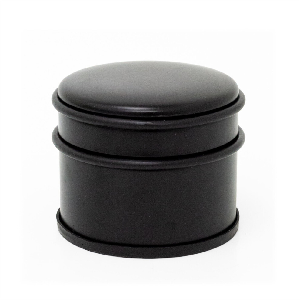 Chunky Round Black Doorstop | Stainless Steel Rubber Door Stop | Heavy Duty Door Stopper with Bumper - 9x8cm