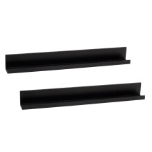 Pack of 2 Black Wall Shelf | Floating Spice Rack Ornament Photo Display Shelf | Wall Mounted Slim Ledge Shelf - 58cm
