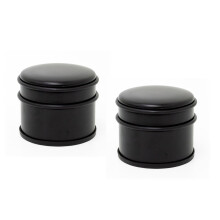 Pack of 2 Chunky Round Black Doorstop | Stainless Steel Rubber Door Stop | Heavy Duty Door Stopper with Bumper - 9x8cm