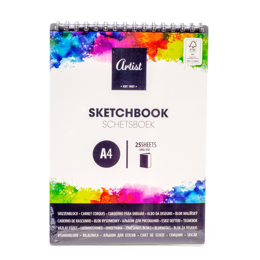 A4 Artist Sketch Pad 25 Sheets Art Sketchbook | Artists Sketchpad 145gsm Cartridge Paper | Drawing Pad Sketching Book for Artists