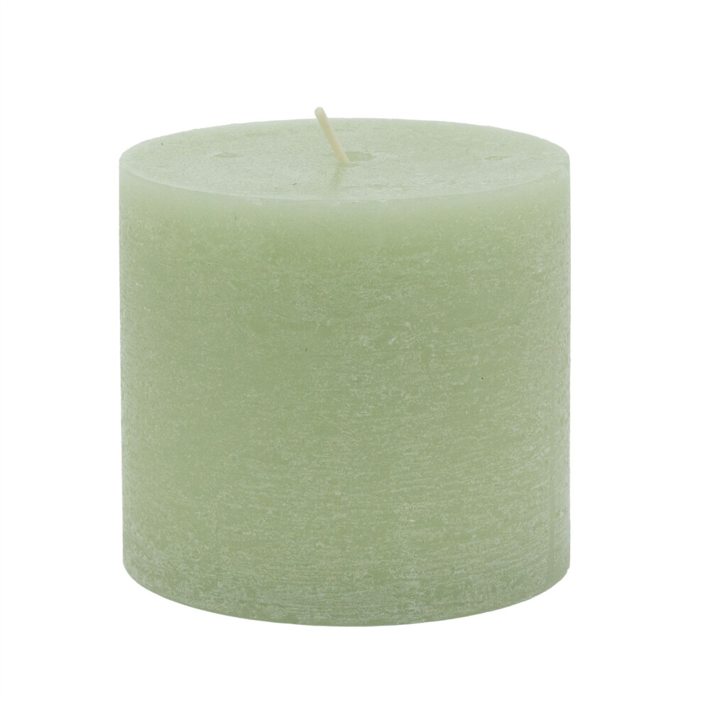 Light Green Unscented Pillar Candle | Church Pillar Candle Votive Lantern Block Candle | Decorative Chunky Pillar Candle - 10x9cm