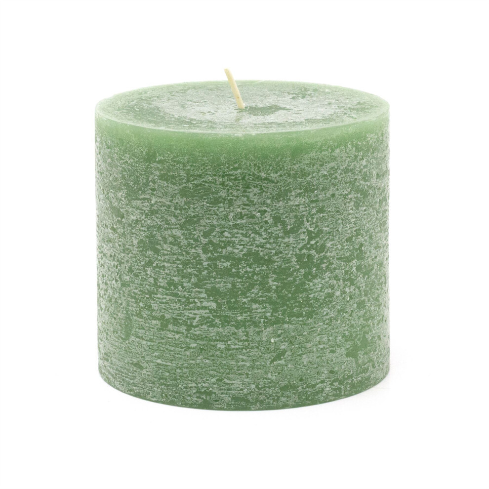 Dark Green Unscented Pillar Candle | Church Pillar Candle Votive Lantern Block Candle | Decorative Chunky Pillar Candle - 10x9cm