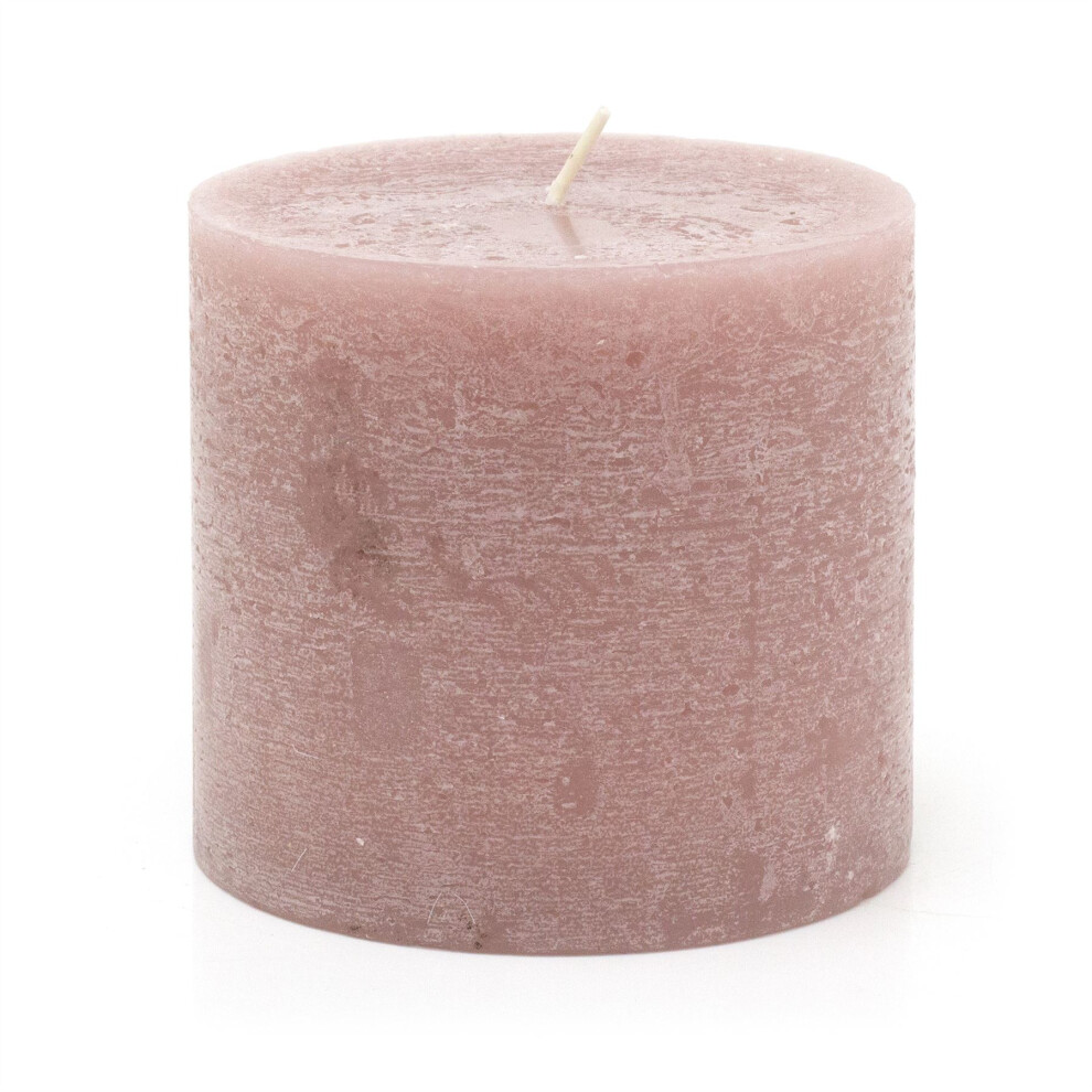 Pink Unscented Pillar Candle | Church Pillar Candle Votive Lantern Block Candle | Decorative Chunky Pillar Candle - 10x9cm