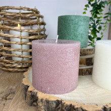 Pack of 2 Pink Unscented Pillar Candle | Church Pillar Candle Votive Lantern Block Candle | Decorative Chunky Pillar Candle - 10x9cm