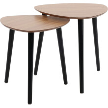 Set Of 2 Stylish Wooden Nesting Tables | Side Tables For Living Room Occasional Pedestal End Table Nest | Contemporary 2 Piece Nest Of Tables