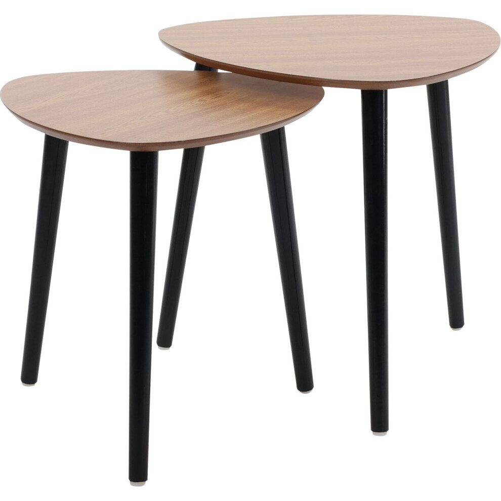 Set Of 2 Stylish Wooden Nesting Tables | Side Tables For Living Room Occasional Pedestal End Table Nest | Contemporary 2 Piece Nest Of Tables