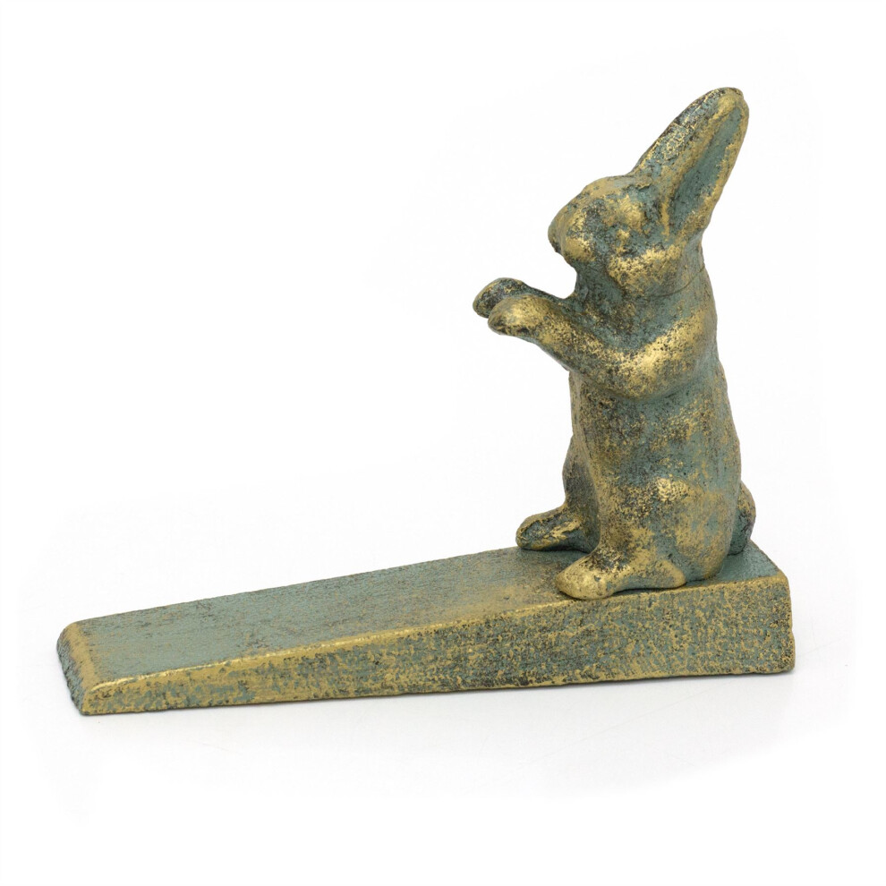 Wrought Iron Hare Door Wedge | Vintage Style Rabbit Door Stopper Wedge | Metal Animal Doorstop Wedge - 16cm