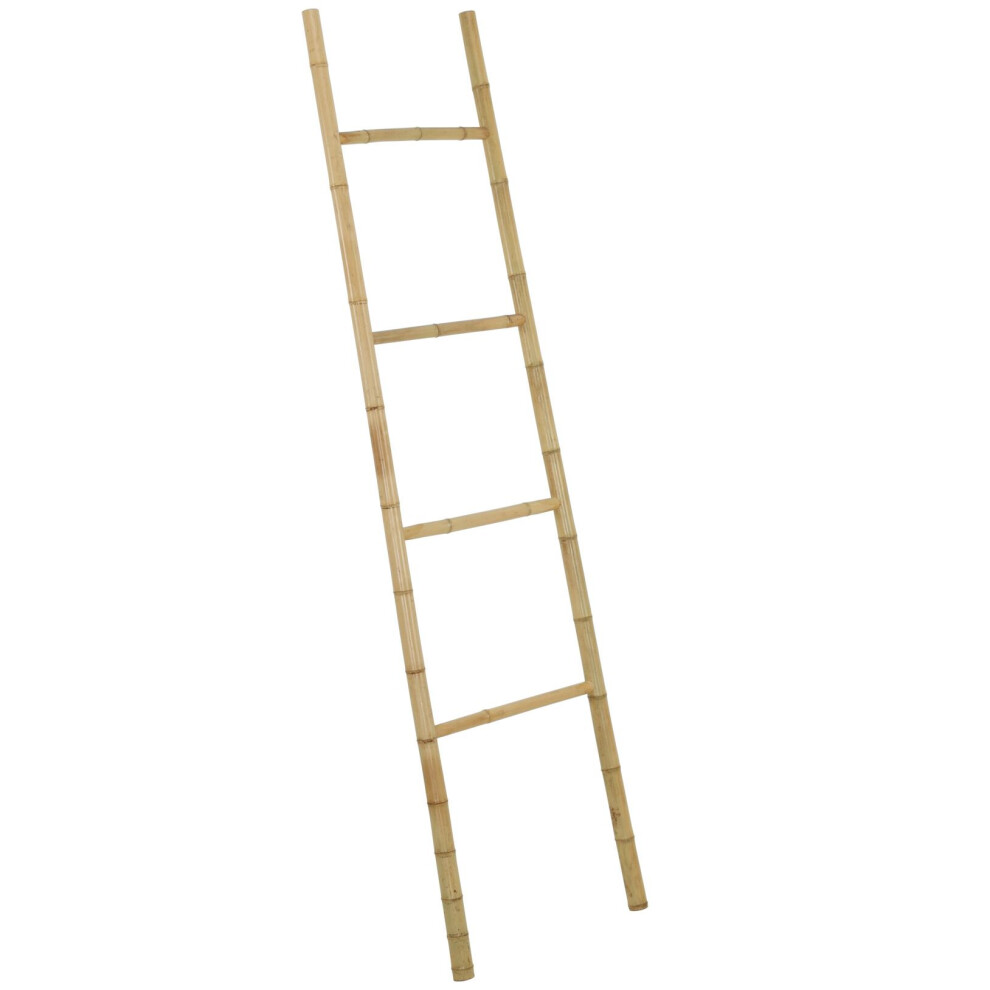 Elegant Free Standing Bamboo Towel Ladder | Wooden Towel Rack, Ladder Towel Holder, Bathroom Organiser | Natural Bamboo Towel Rail - 160cm