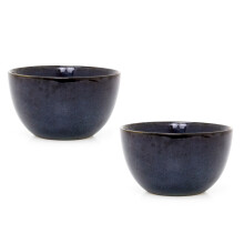 Set of 2 Blue Reactive Glaze Stoneware Bowl | Round Ceramic Kitchen Cereal Bowl Serving Bowl Pasta Bowl | Soup Bowl Serving Dishes - 660ml