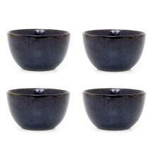Set of 4 Blue Reactive Glaze Stoneware Bowl | Round Ceramic Kitchen Cereal Bowl Serving Bowl Pasta Bowl | Soup Bowl Serving Dishes - 660ml