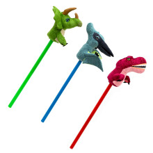 Pack of 3 Dinosaur Hobby Horses With Sound | Kids Dinosaur Stick Horses With Roaring Sounds | Children's Plush Dino Riding Toys For Boys Girls - 80cm
