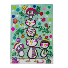 Penguin Christmas Tree Advent Calendar Card | Christmas Advent Calendar Greetings Card with Envelope | Door Advent Calendar - 17.5x12.5cm