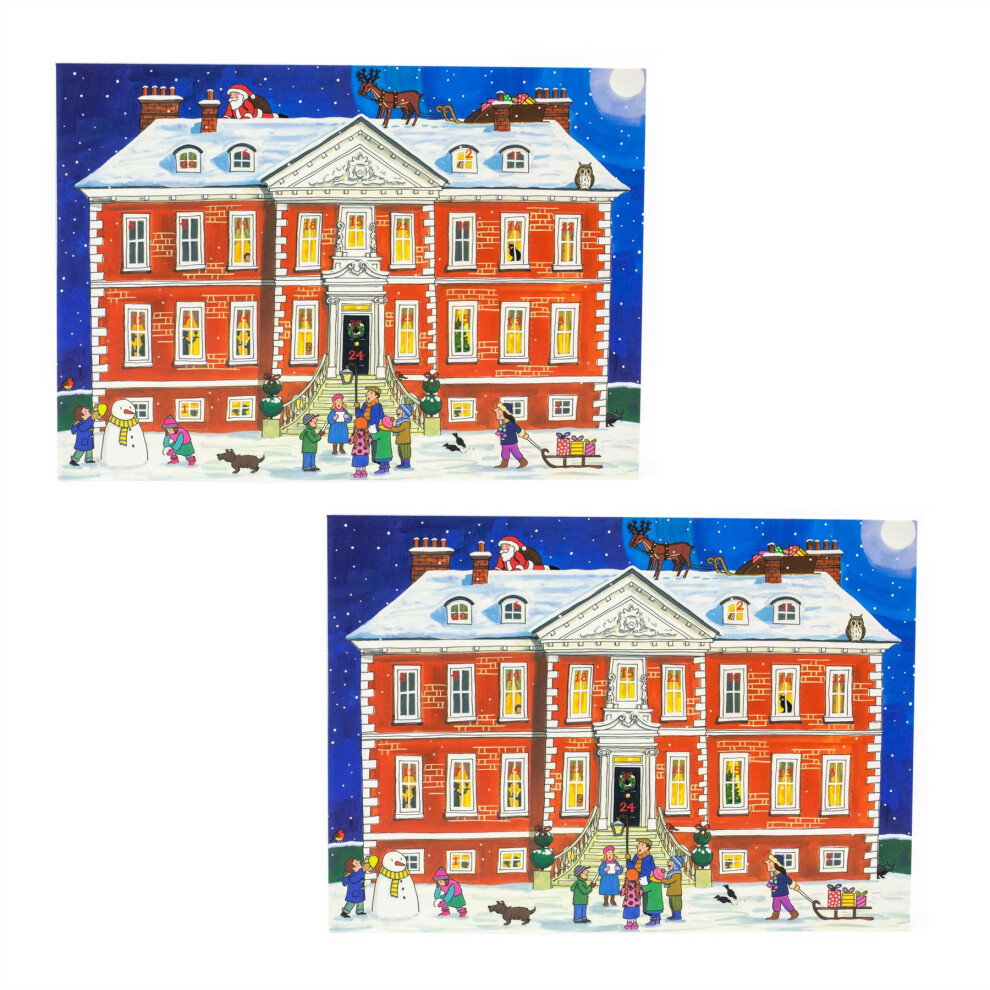 Carousel Pack Of 2 Country House Christmas Advent Calendar Cards | Christmas Advent Calendar Greetings Cards With Envelopes | Door Advent Calendars - 21X15cm