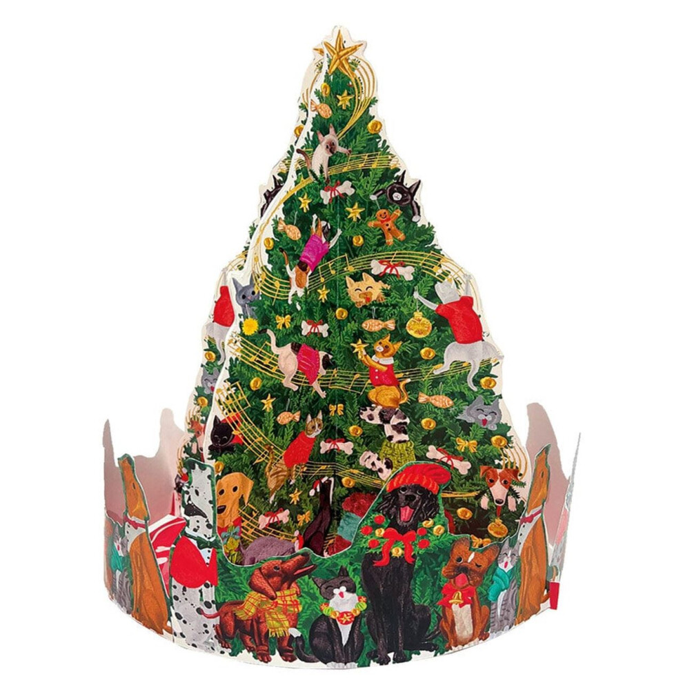 Pop-up 3D Caroling Pets Christmas Advent Calendar | Christmas Tree Advent Calendar Picture Advent Calendar | Freestanding Animal Advent Calendar