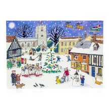 Christmas In The Village Advent Calendar Card | Christmas Advent Calendar Greetings Card with Envelope | Door Advent Calendar - 21x15cm