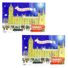 Pack of 2 Palace of Westminster Advent Calendar Cards | Christmas Advent Calendar Greetings Cards with Envelopes | Door Advent Calendars - 21x15cm