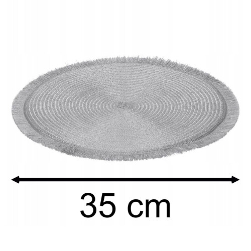 Carousel Silver Shimmer Placemat | Round Woven Silver Table Placemat | Kitchen Dining Table Place Mat - 35cm 2