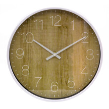 Scandi Style White Minimalist Wall Clock | Wood Effect Wall Clock For Classic And Modern Interiors | Round Wall Mounted Clock - 25cm