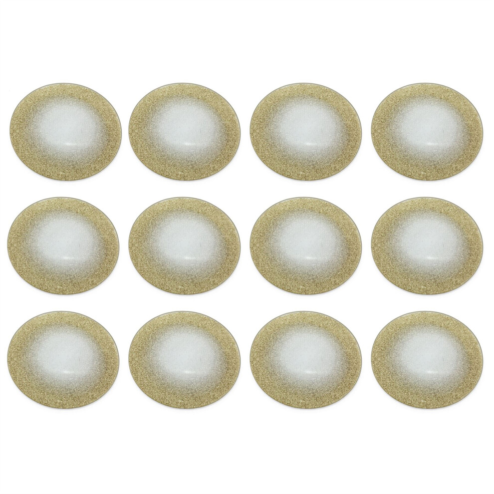 Pack of 12 Champagne Gold Swirl Mirrored Glass Glitter Coaster | Round Mirror Glass Display Candle Plate | Mirrored Candle Tray - 10cm