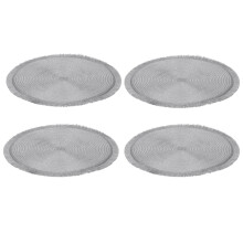 Pack of 4 Silver Shimmer Placemat | Round Woven Silver Table Placemat | Kitchen Dining Table Place Mat - 35cm