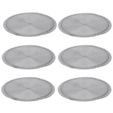 Pack of 6 Silver Shimmer Placemat | Round Woven Silver Table Placemat | Kitchen Dining Table Place Mat - 35cm