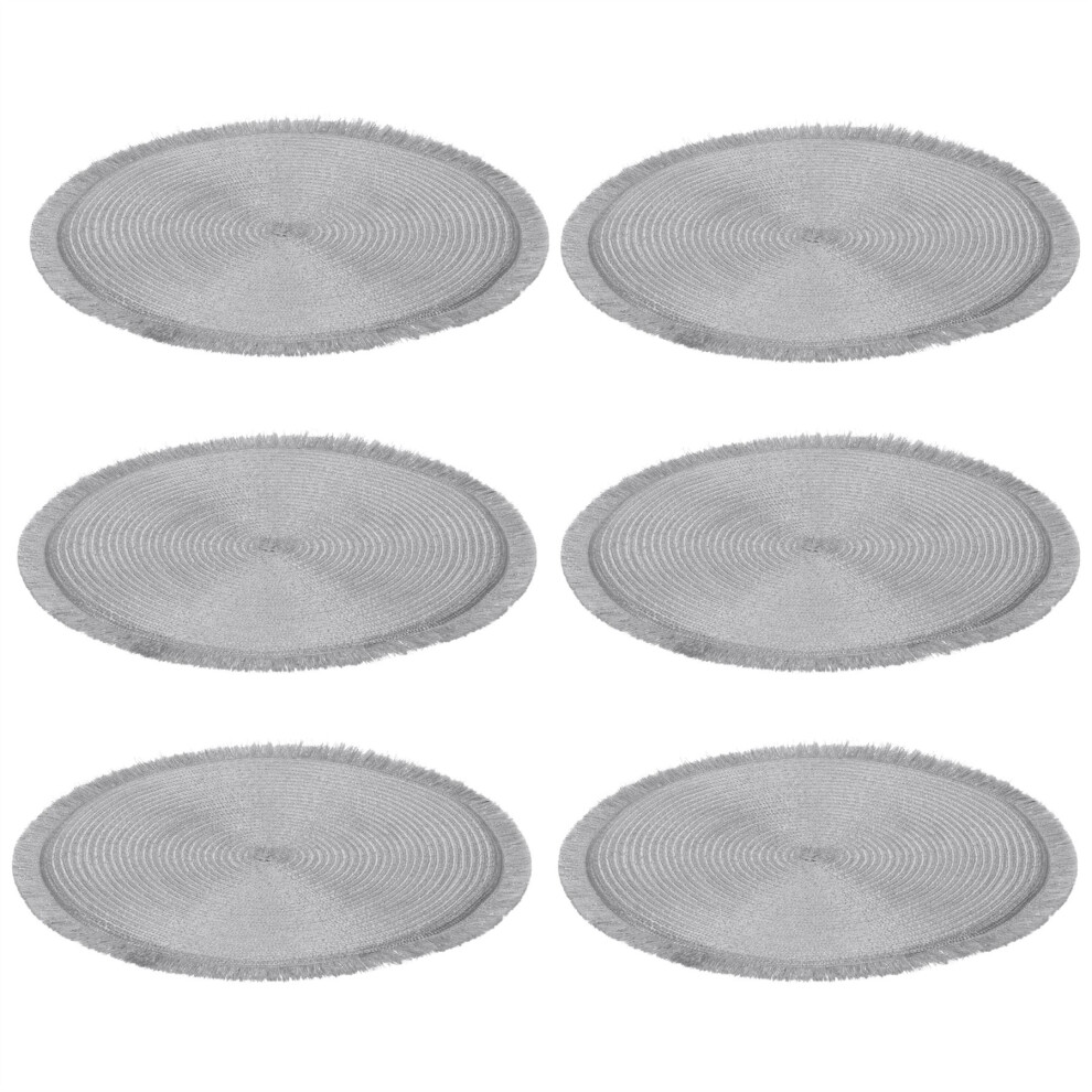 Carousel Pack Of 6 Silver Shimmer Placemat | Round Woven Silver Table Placemat | Kitchen Dining Table Place Mat - 35Cm