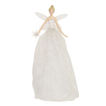 White Angel Christmas Tree Topper | Iridescent Sparkling Fabric Tree Top Fairy Angel | Christmas Angel Tree Topper - 28cm