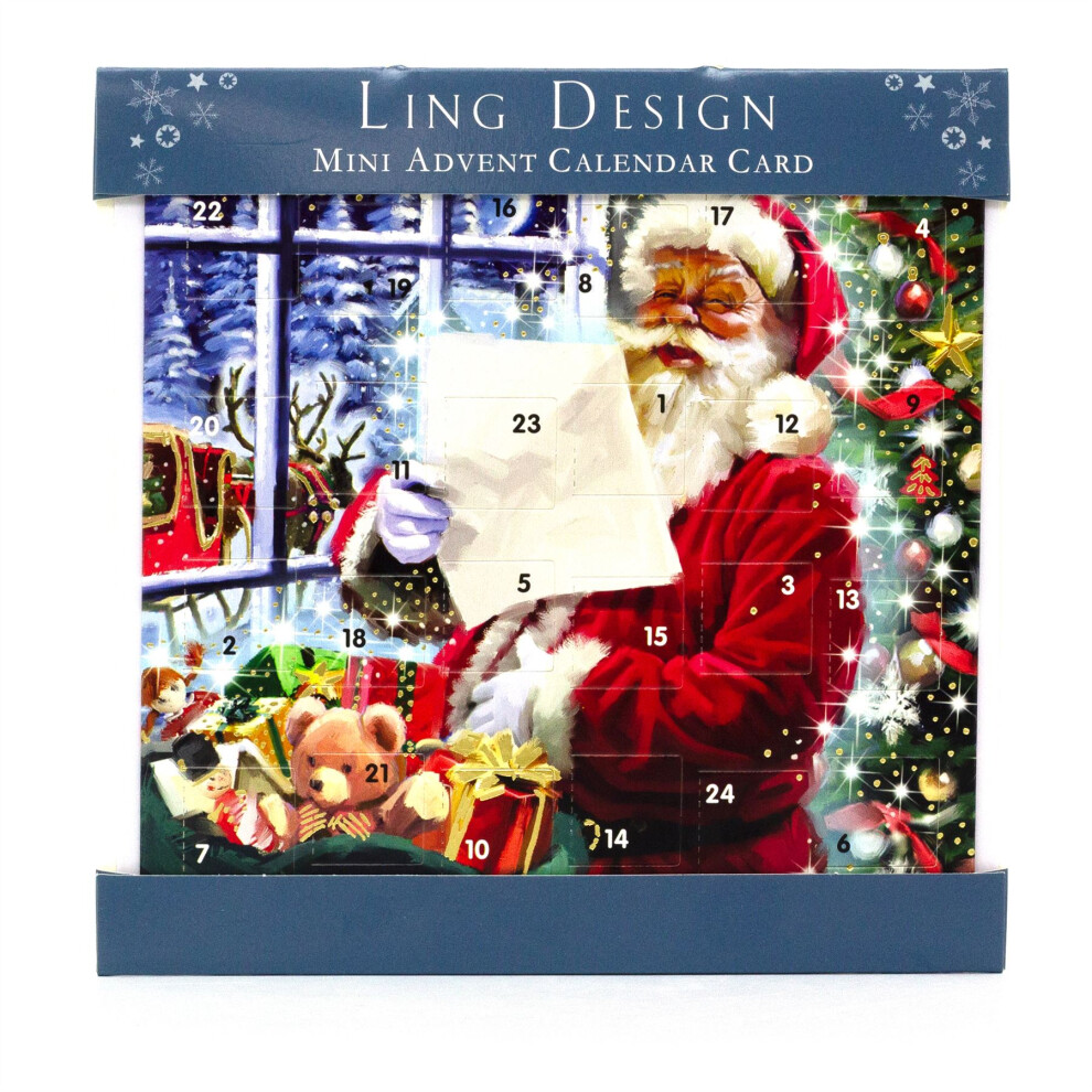 Santa's List Advent Calendar Greetings Card | Santa Claus Christmas Advent Calendar Greetings Card with Envelope | Door Advent Calendar - 15.5cm