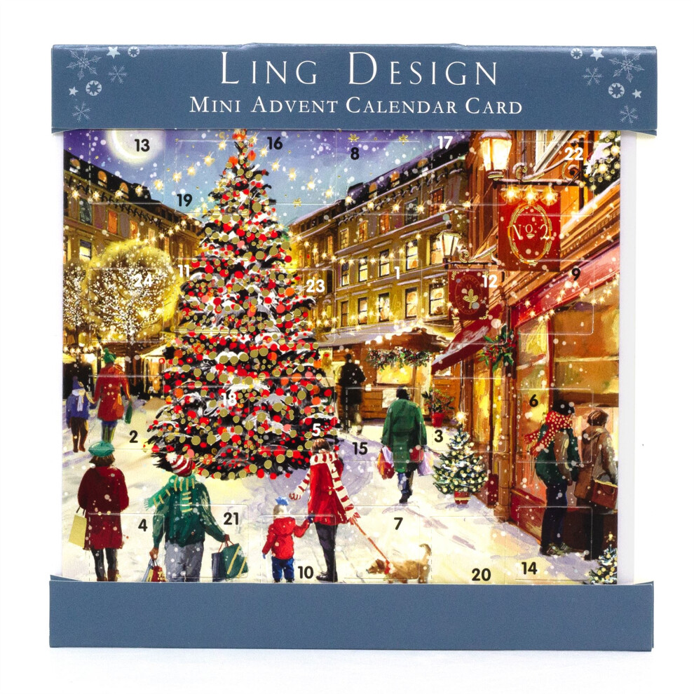 Christmas Eve Advent Calendar Greetings Card | Christmas Tree Christmas Advent Calendar Greetings Card with Envelope | Door Advent Calendar - 15.5cm