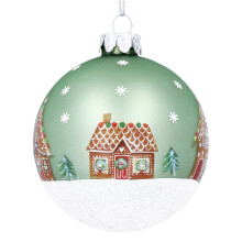 Gingerbread Christmas Bauble | Pale Green Christmas Tree Bauble Christmas Tree Hanging Ornament | Hanging Decoration for Christmas Tree - 8cm