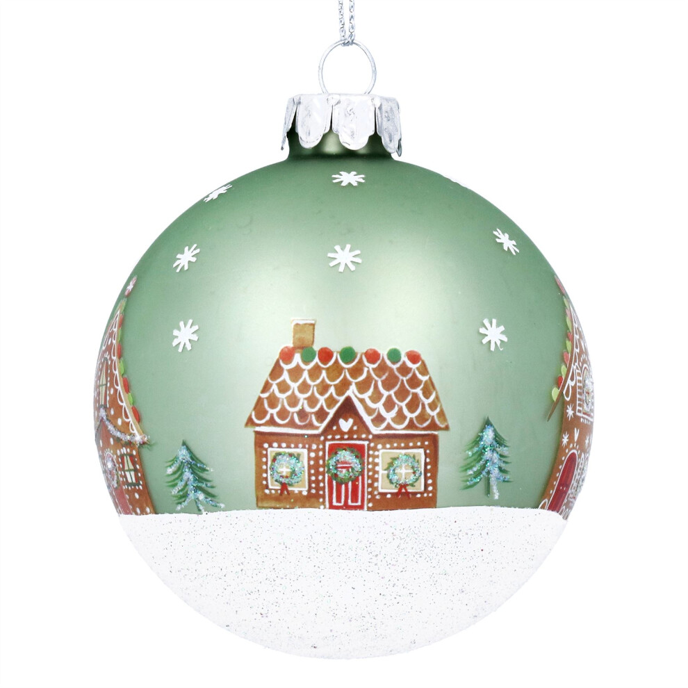 Carousel Gingerbread Christmas Bauble | Pale Christmas Tree Bauble Christmas Tree Hanging Ornament | Hanging Decoration For Christmas Tree - 8Cm Green