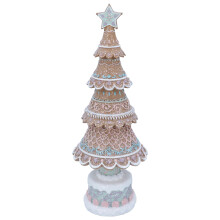 Gingerbread Christmas Tree Centerpiece | Festive Gingerbread Christmas Tree Decoration | Resin Gingerbread Tree Ornament - 32cm