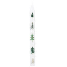 Christmas Tree Dinner Candle | Traditional Tall Unscented Tapered Dinner Candle | Tree & Stars Christmas Candle - 23cm