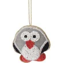 Owl Christmas Tree Beaded Animal Bauble | Fabric Christmas Tree Bauble Christmas Tree Hanging Ornament | Hanging Decoration For Christmas Tree - 10cm
