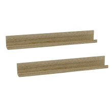 Pack of 2 Natural Wall Shelf | Floating Spice Rack Ornament Photo Display Shelf | Wall Mounted Slim Ledge Shelf - 58cm