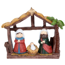Christmas Mini Nativity Scene | Traditional Nativity Set with Baby Jesus, Mary & Joseph | Christmas Stable Ornament Resin Nativity Set with Figures