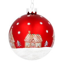 Red Gingerbread House Christmas Bauble | Glass Christmas Tree Bauble Christmas Tree Hanging Ornament | Hanging Decoration For Christmas Tree - 8cm
