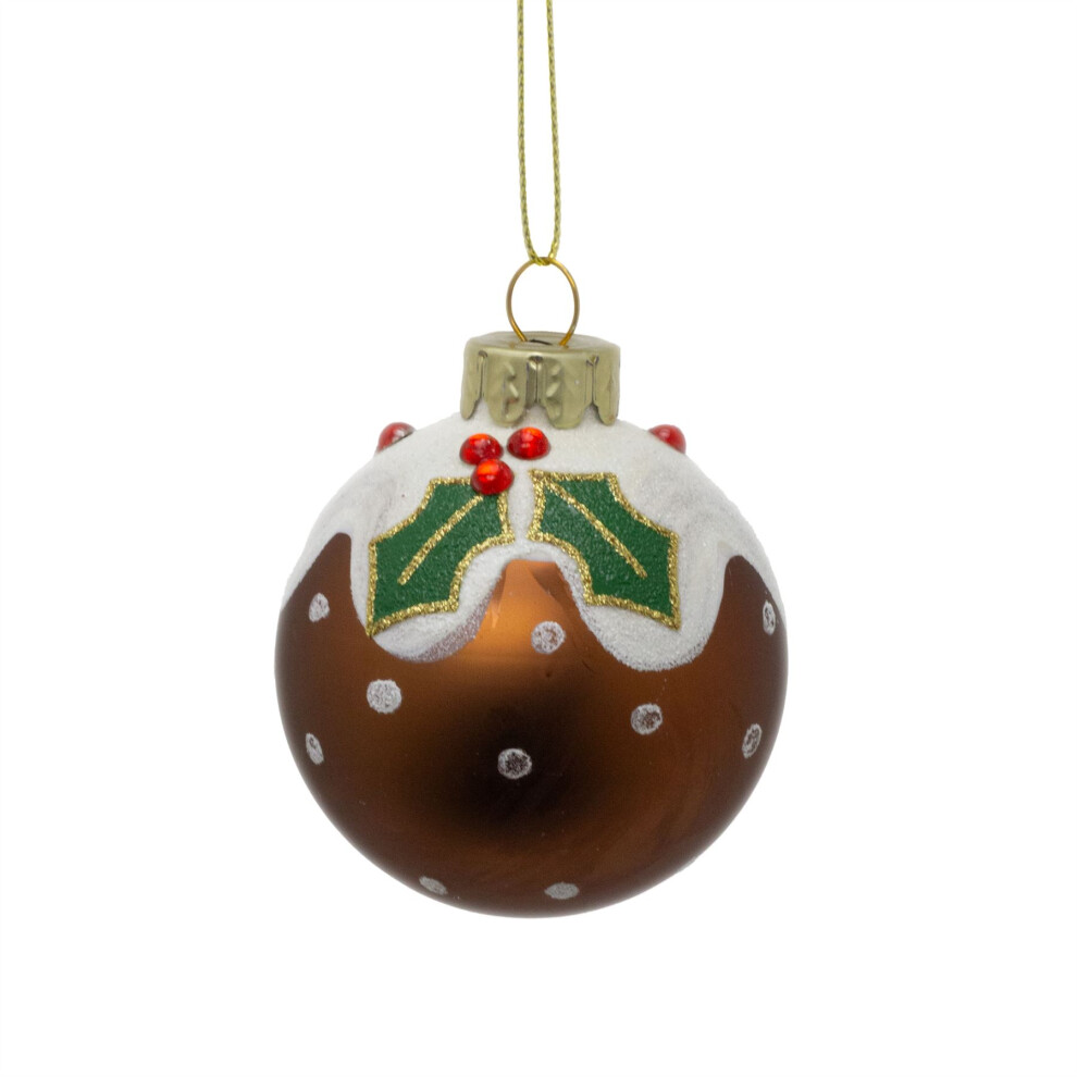 Carousel 6Cm - Christmas Pudding Bauble | Medium Christmas Tree Bauble Christmas Tree Hanging Ornament | Hanging Decoration For Christmas Tree