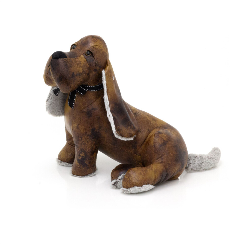 Carousel Roscoe Basset Hound Dog Doorstop | Faux Leather Hound Dog Shaped Door Stop | Novelty Decorative Fabric Animal Door Stopper 1.9Kg - 32Cm