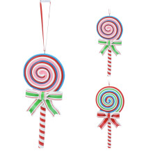 Lollipop Christmas Bauble | Candy Cane Lollipop Christmas Tree Ornament | Hanging Decoration for Christmas Tree - 16cm ~ Colour Varies One Supplied